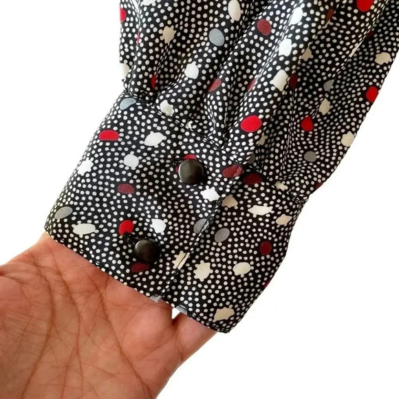 Oscar de la Renta Vintage Abstract Polka Dot Turtleneck Top Women Blouse Size 12 - Picture 6 of 7